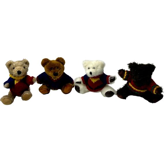 Lot of 4 Vintage Hugfun Int'l Teddy Bear in Sweater Jointed 8" Tall Plush 2000 - Picture 1 of 10